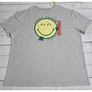 Smiley World Short Sleeve Oversized Graphic T-Shirt Gray Size S / M Shamrock